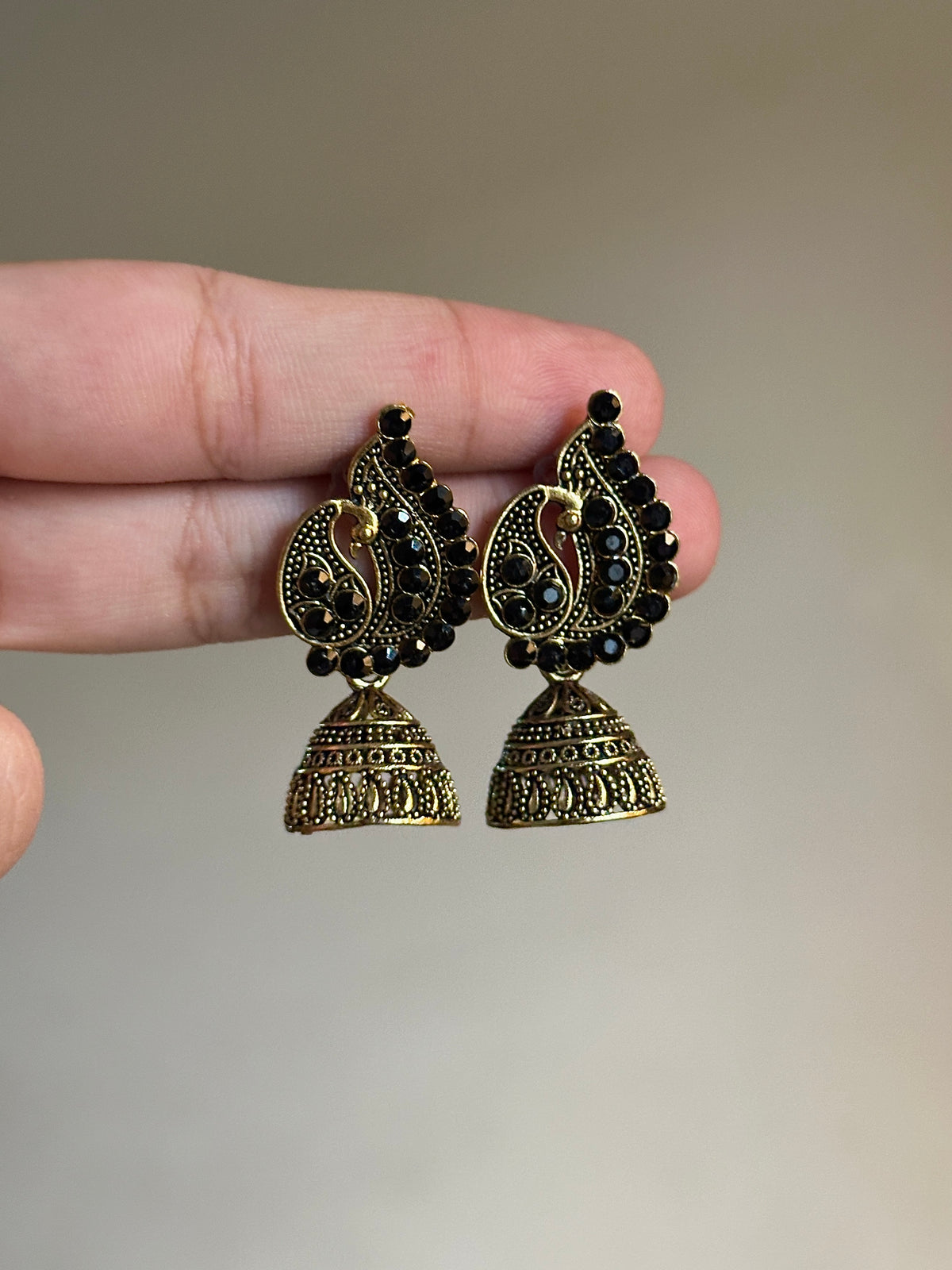 Stone Studded Mor Jhumki