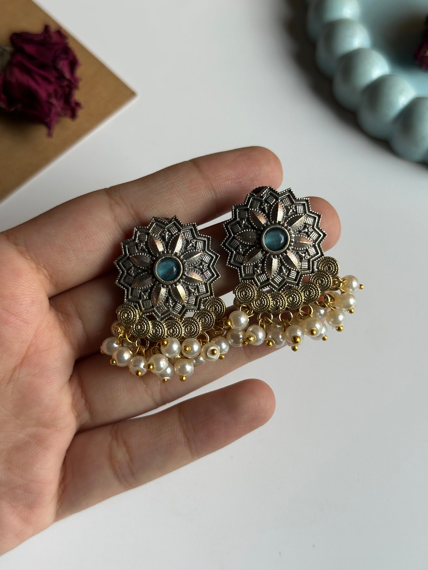 Dual Tone Phool Studs