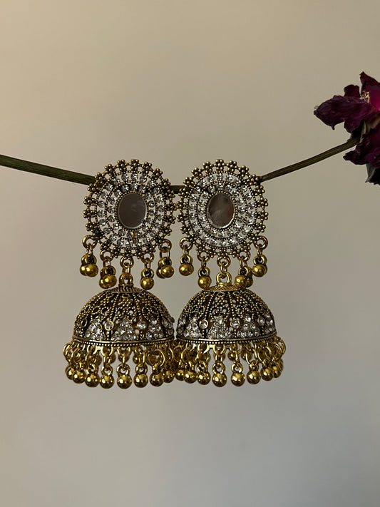 Golden Mirror Jhumka