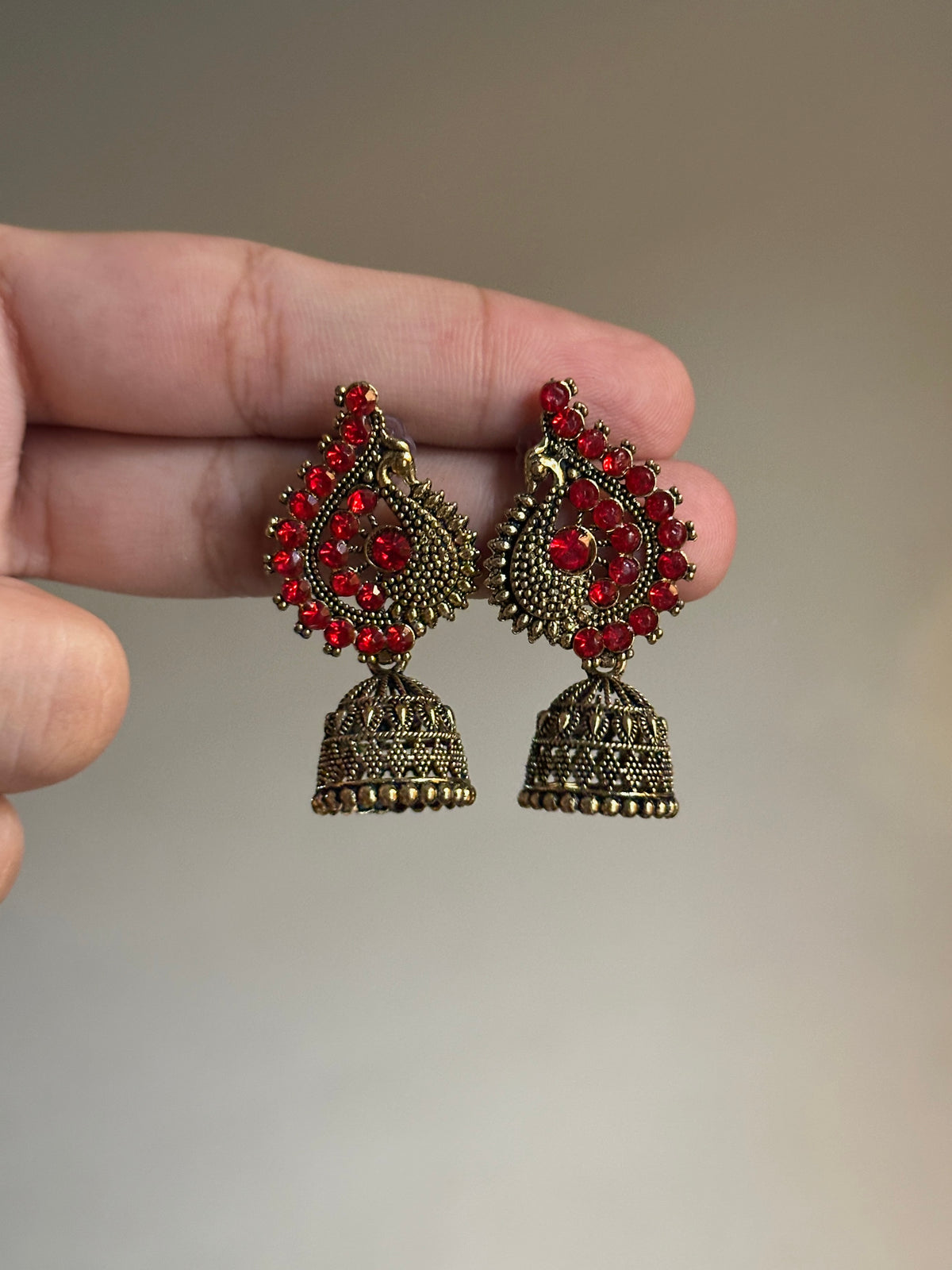 Stone Studded Mor Jhumki