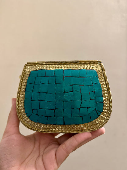 Medium Sea Green Metal Clutch
