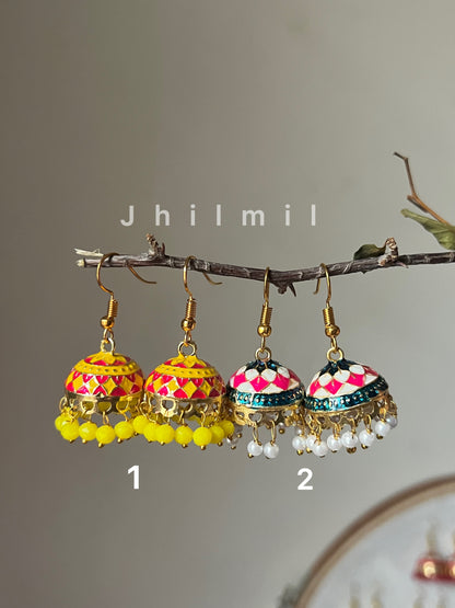 Daily Wear Meenakari Jhumkis