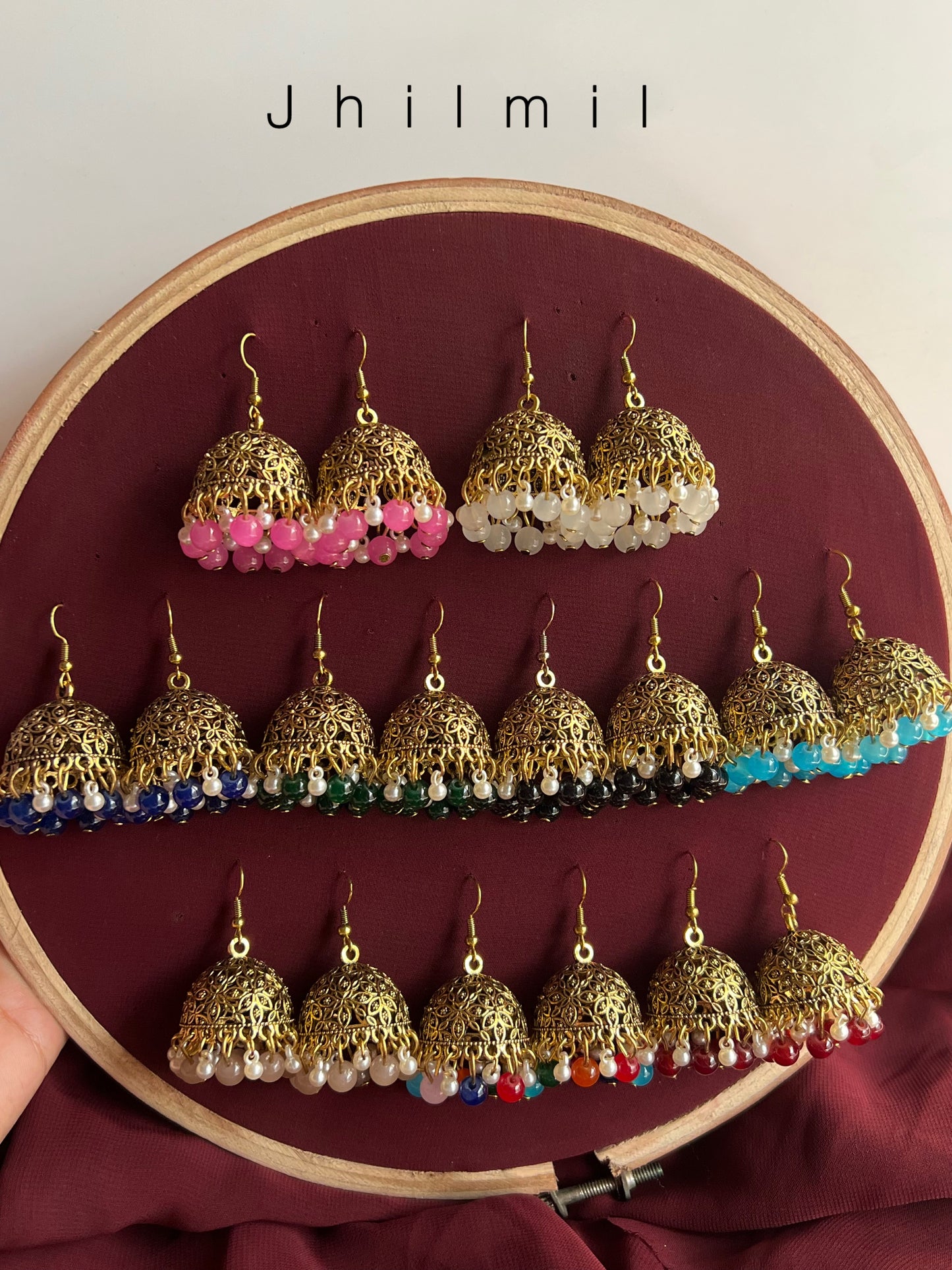 Golden Resham Jhumkis