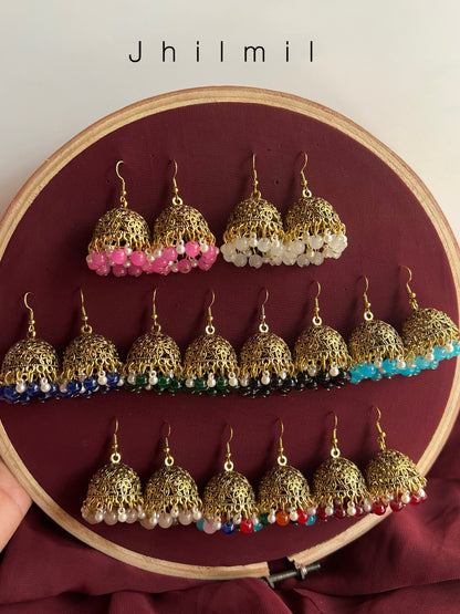 Golden Resham Jhumkis