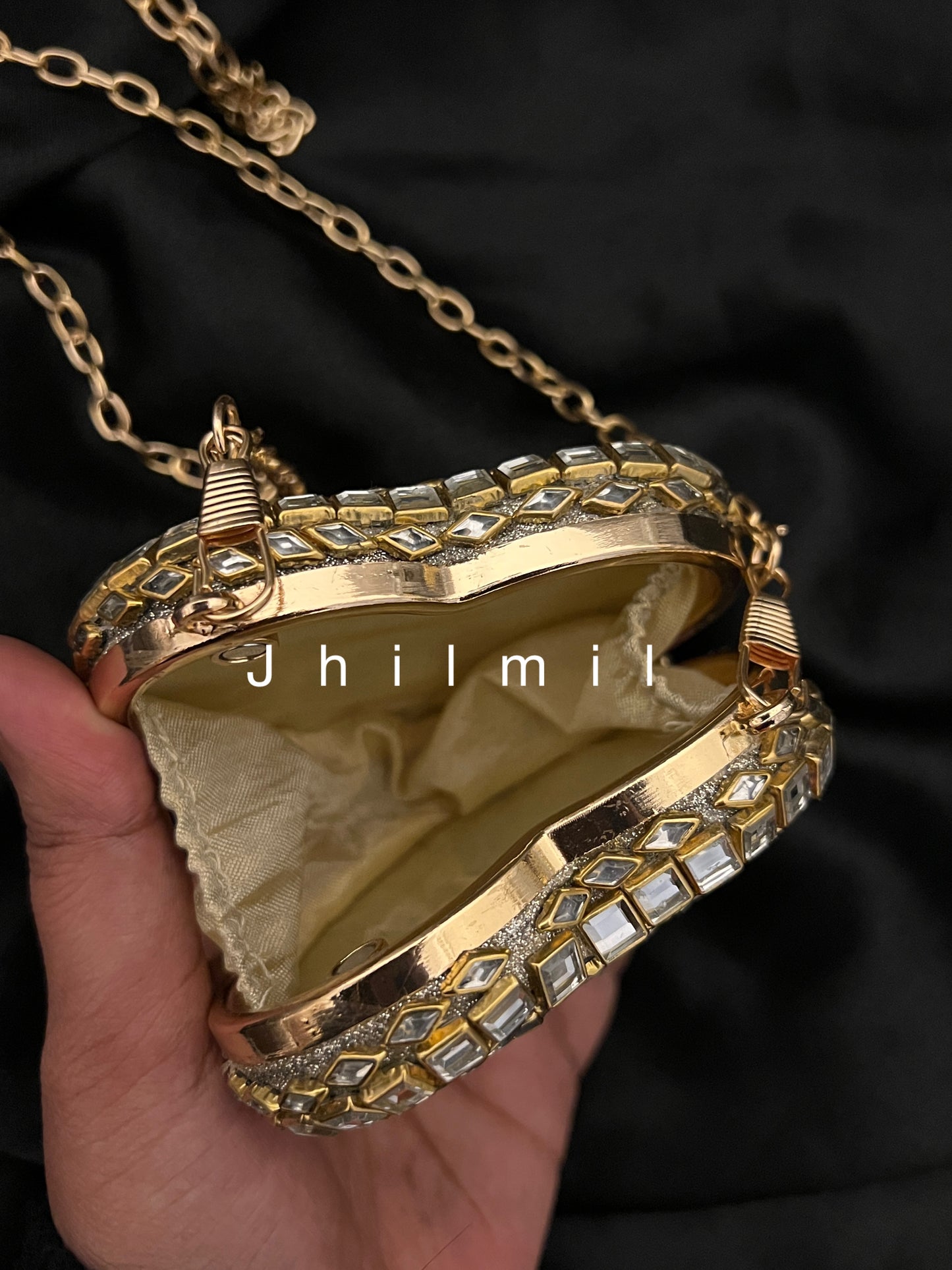 Mini Heart Kundan Clutch