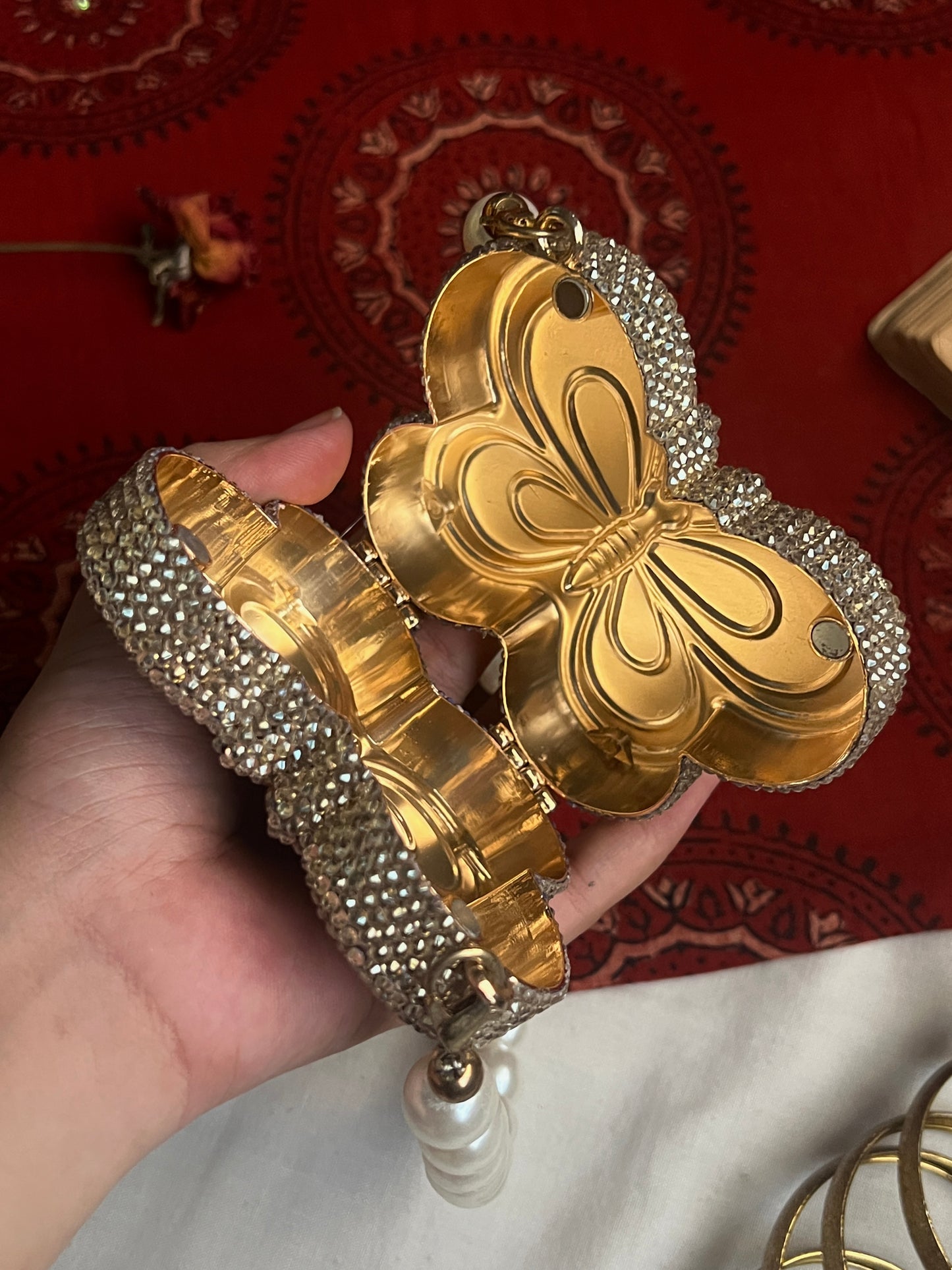 Rhinestone Mini Butterfly Metal Clutch