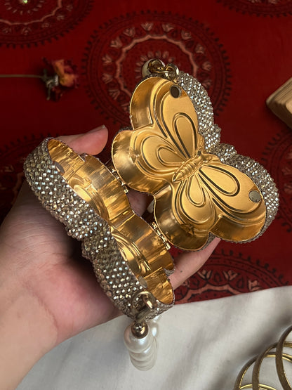 Rhinestone Mini Butterfly Metal Clutch