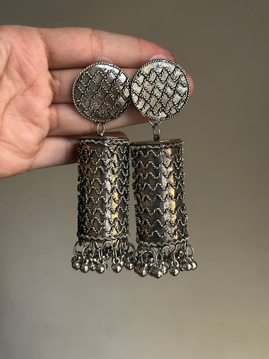 Oxidized Cylinder Jhumka