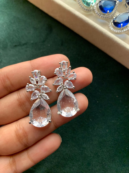 Cubic Zirconia Tear Drop Earrings