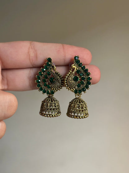 Stone Studded Mor Jhumki