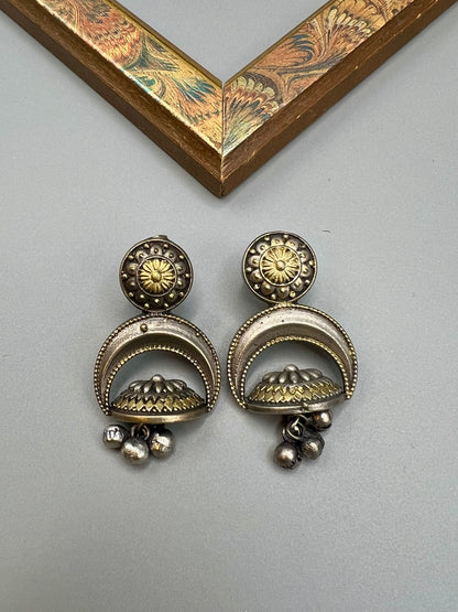 Crescent ghungroo drop earrings