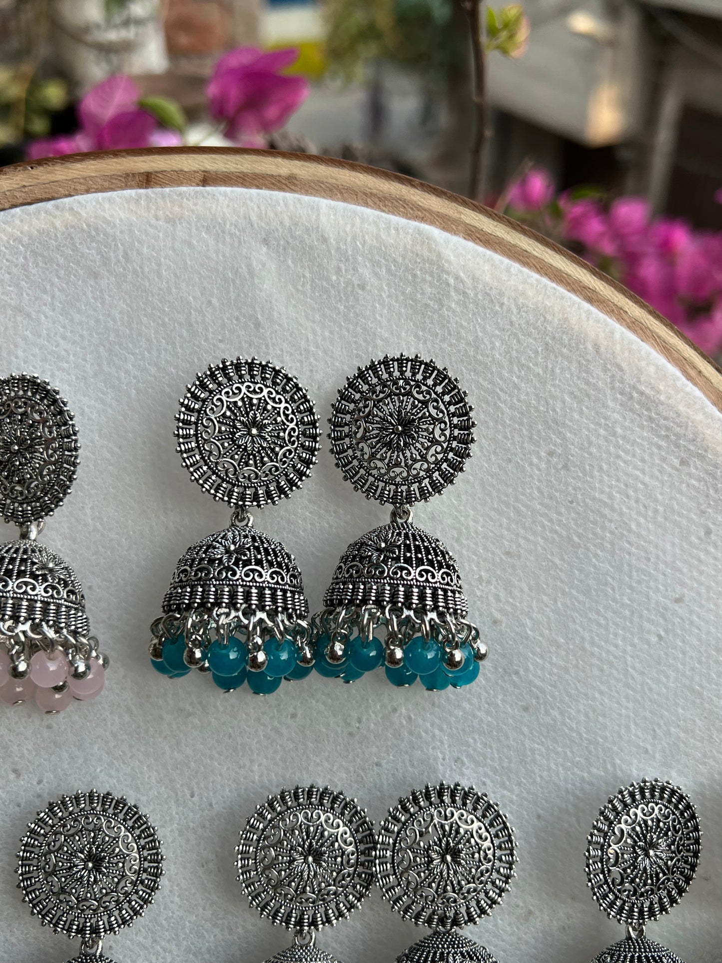 Silver Round Jhumki