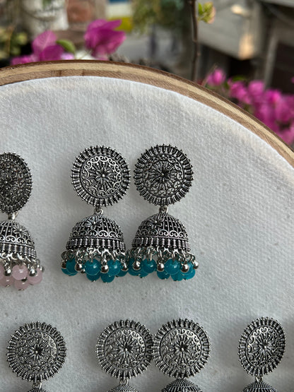 Silver Round Jhumki