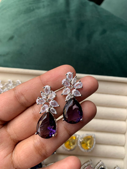 Cubic Zirconia Tear Drop Earrings