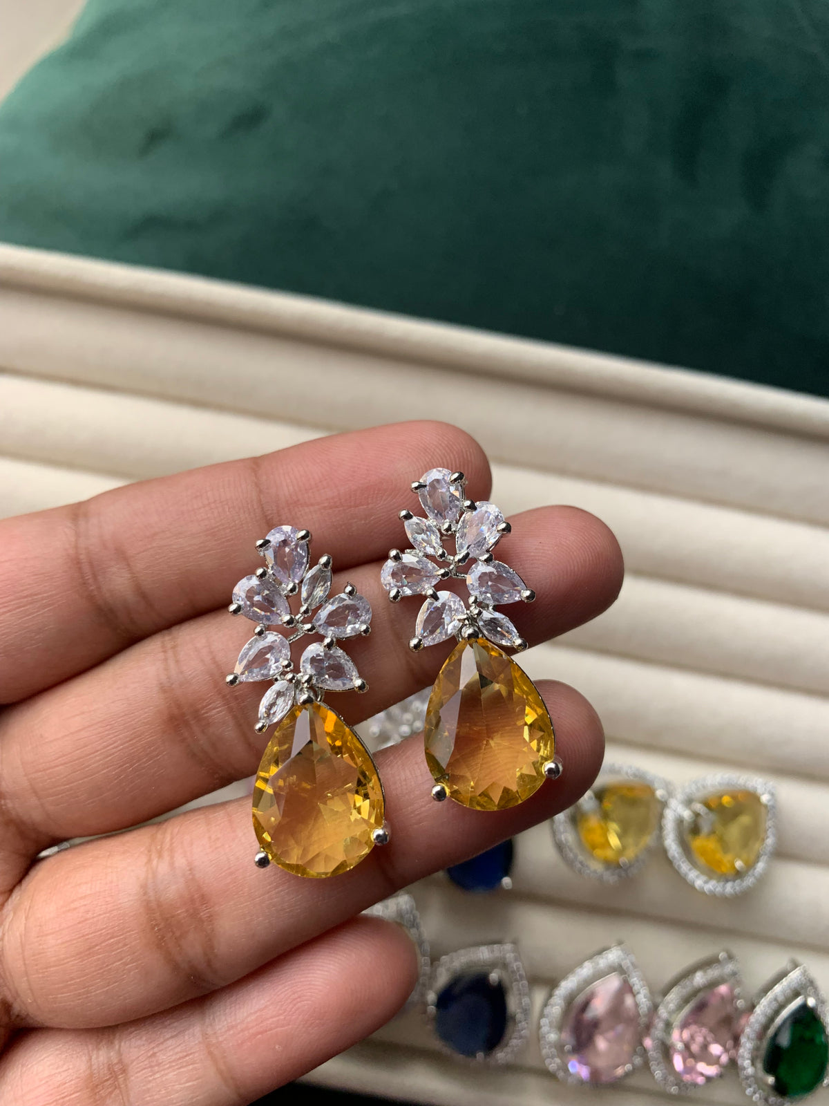 Cubic Zirconia Tear Drop Earrings