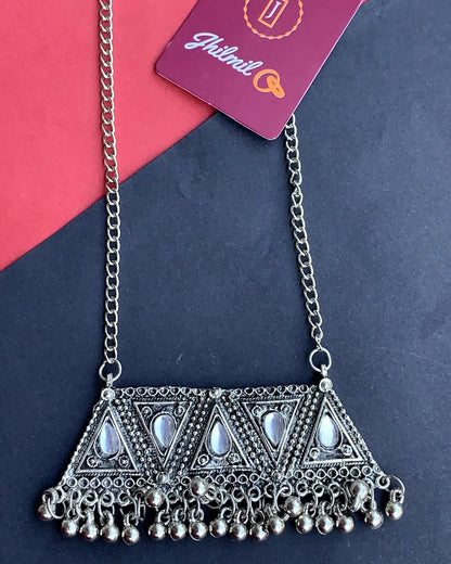 Long Triangle Carved pendant mala