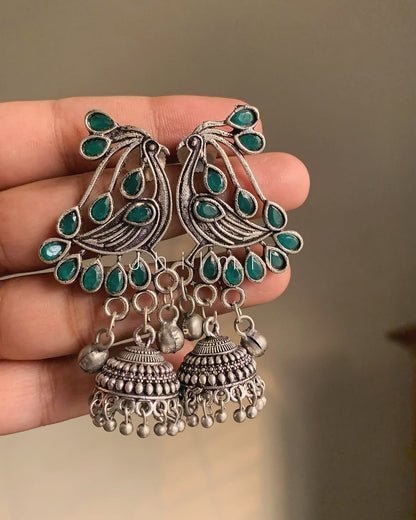 Stone studded Mor jhumki