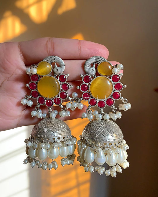 Mor brass jhumka