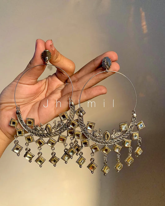 Kundan Embalished drop Kundan Chand bali