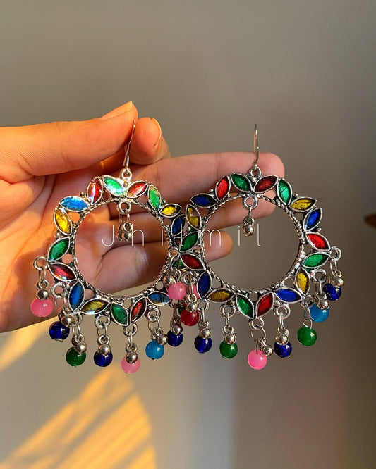 Multi Colored Multi Beads chand bali