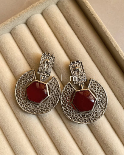 Hexagon Mor Carved ear Candy