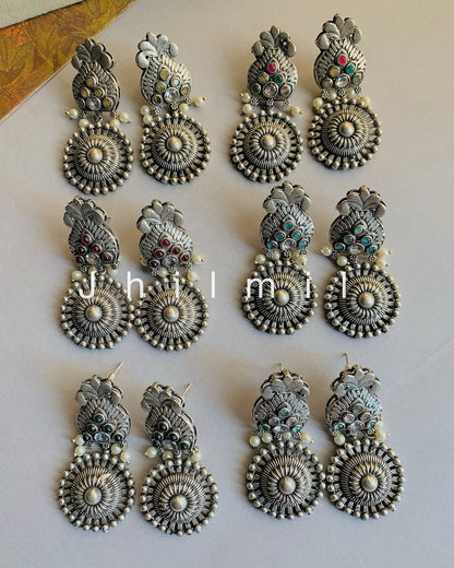 Rajasthani drop circle earrings