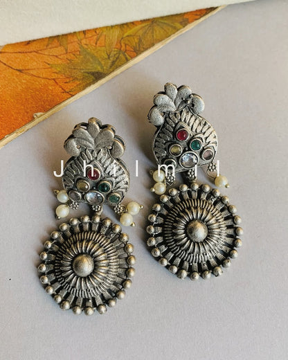 Rajasthani drop circle earrings