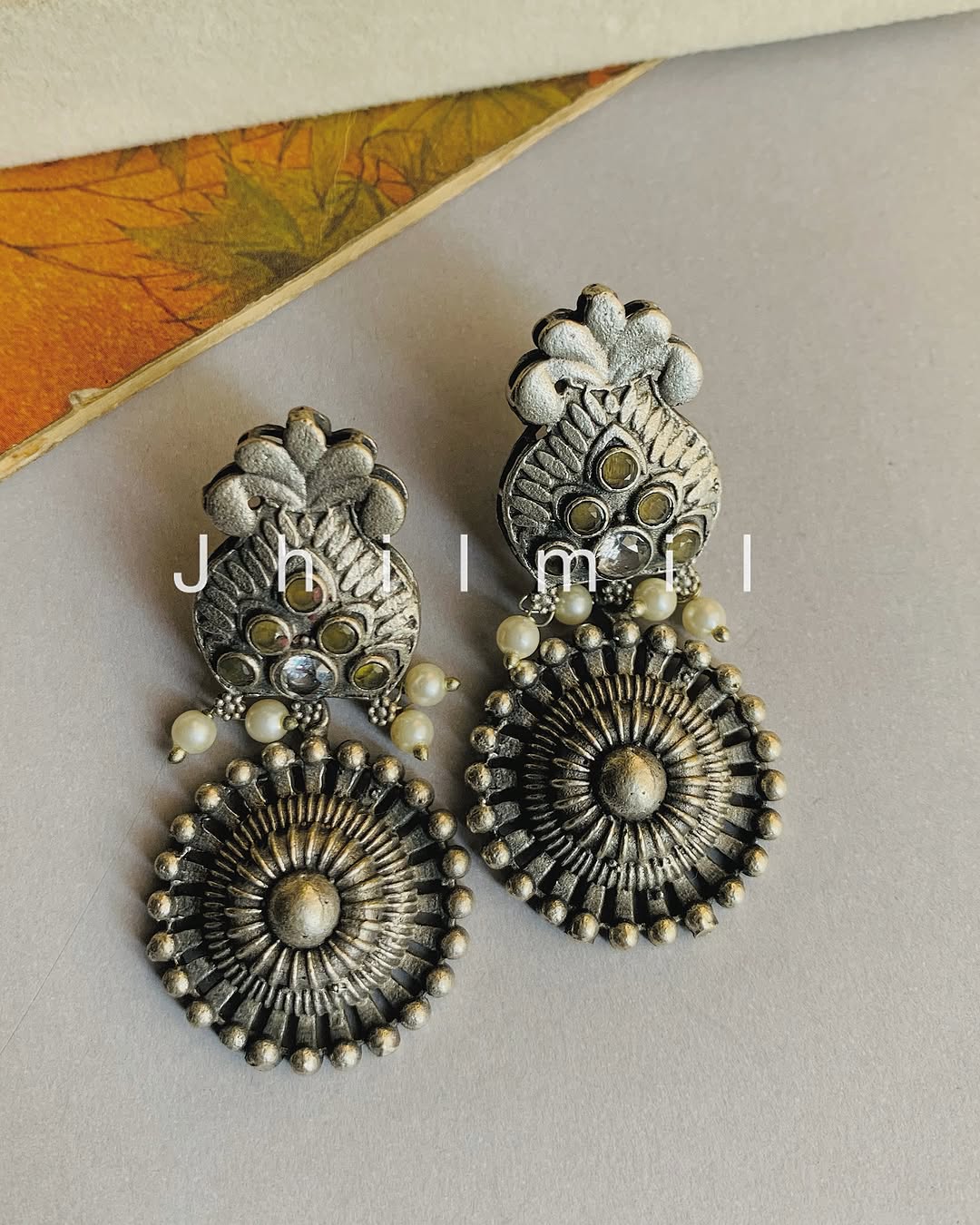 Rajasthani drop circle earrings