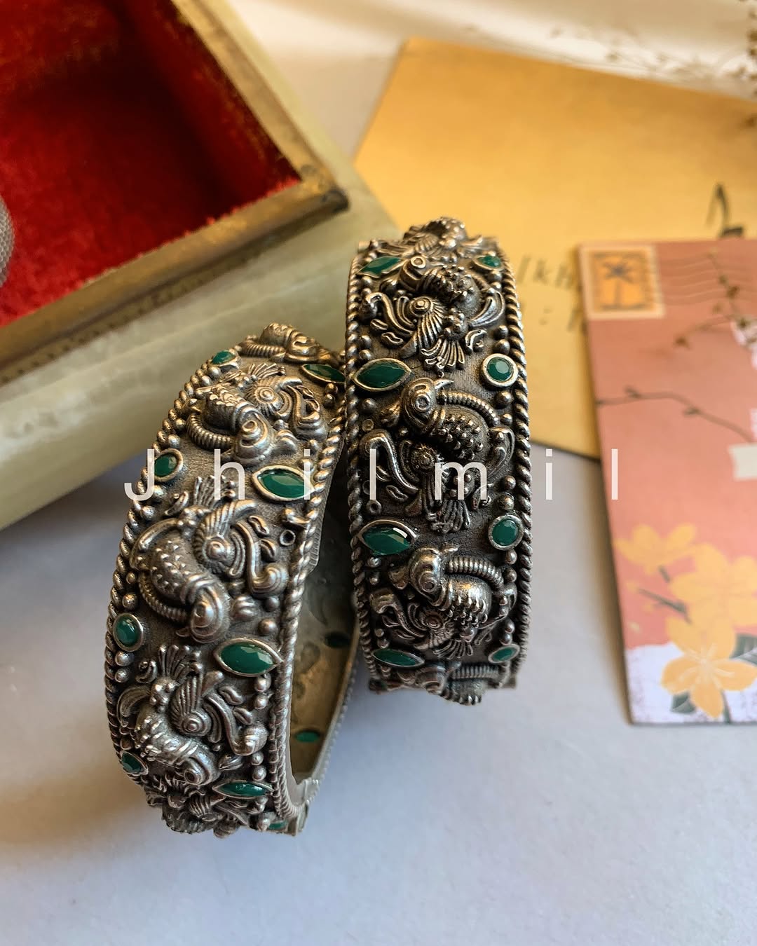 Peacock Carved Stoned Kara