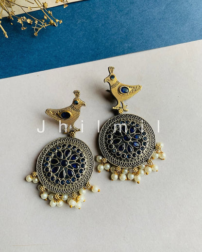Dual tone bird motif Earrings