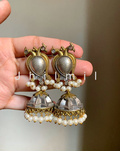 Peacock Dual tone Jhumki