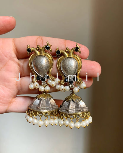 Peacock Dual tone Jhumki