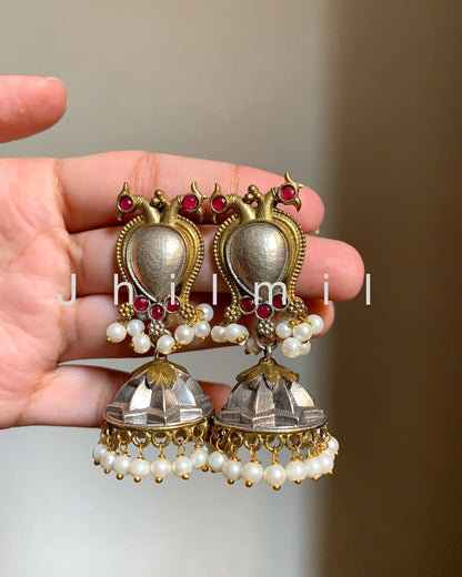 Peacock Dual tone Jhumki