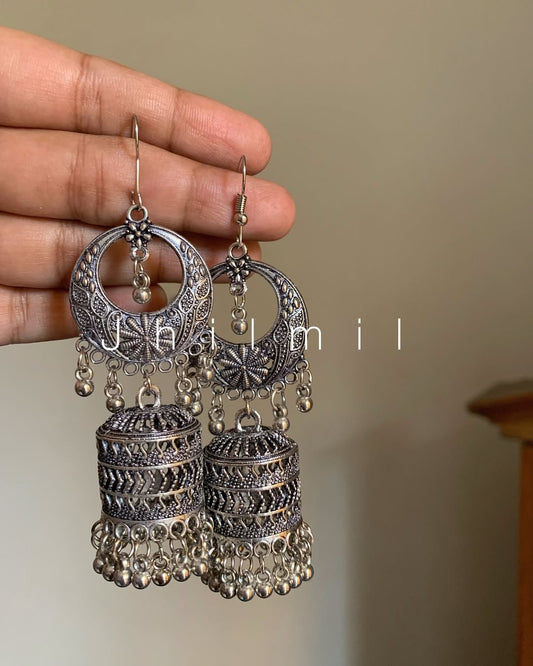 Long Jhumki with Floral Carving
