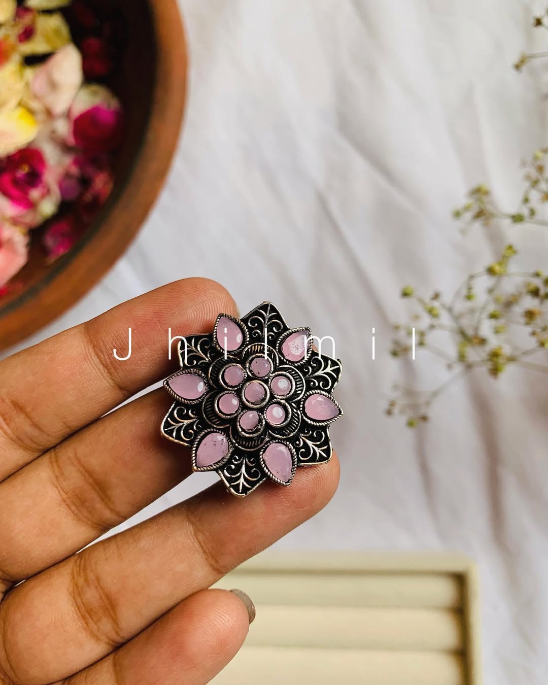 Premium Floral Stone Ring