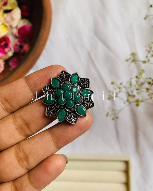 Premium Floral Stone Ring