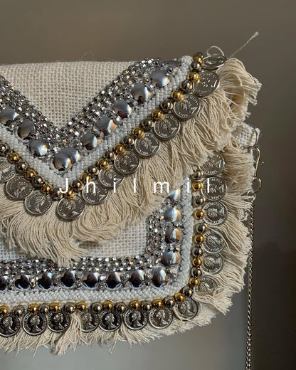 Boho handmade Jute bag/Clutch