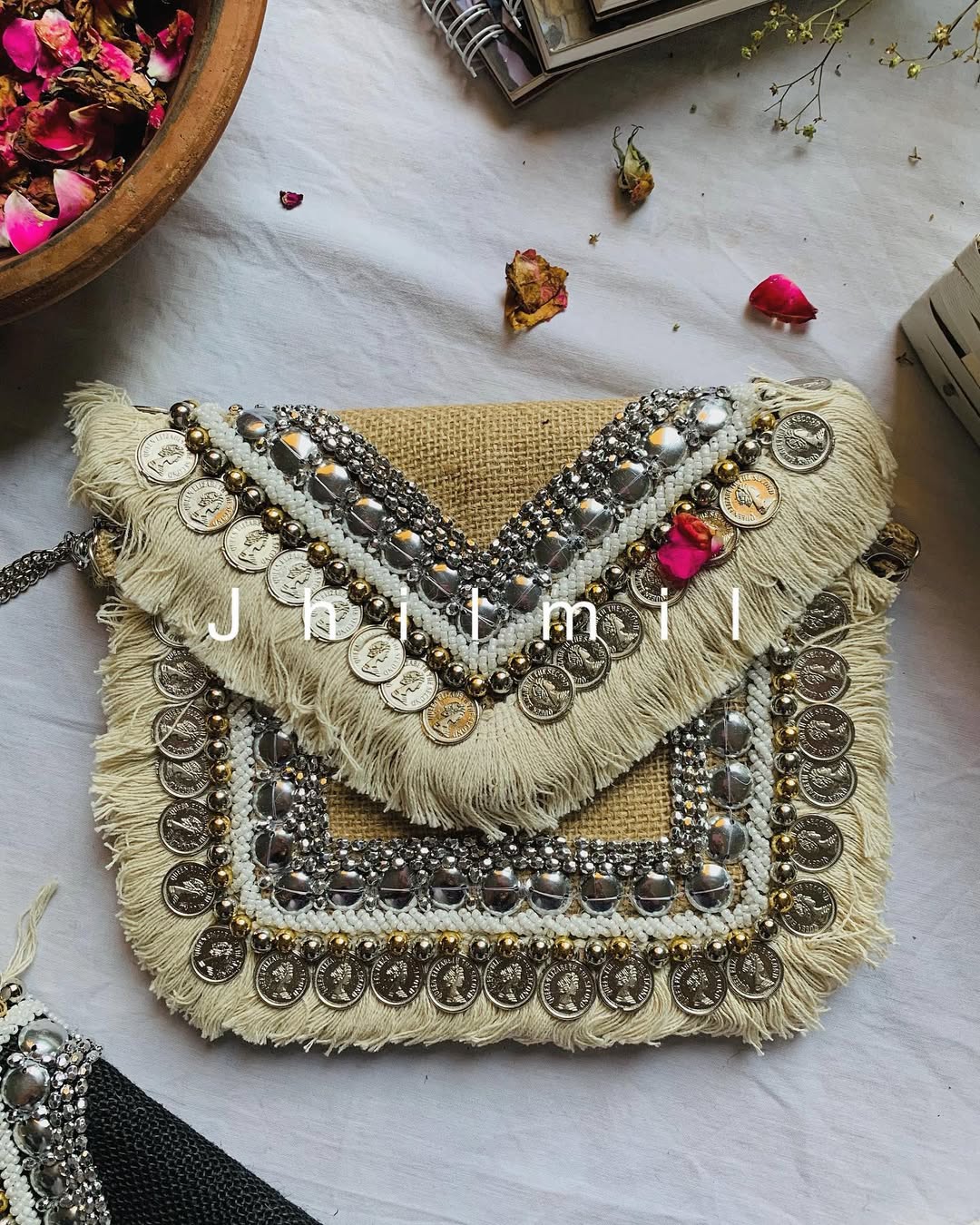 Boho handmade Jute bag/Clutch