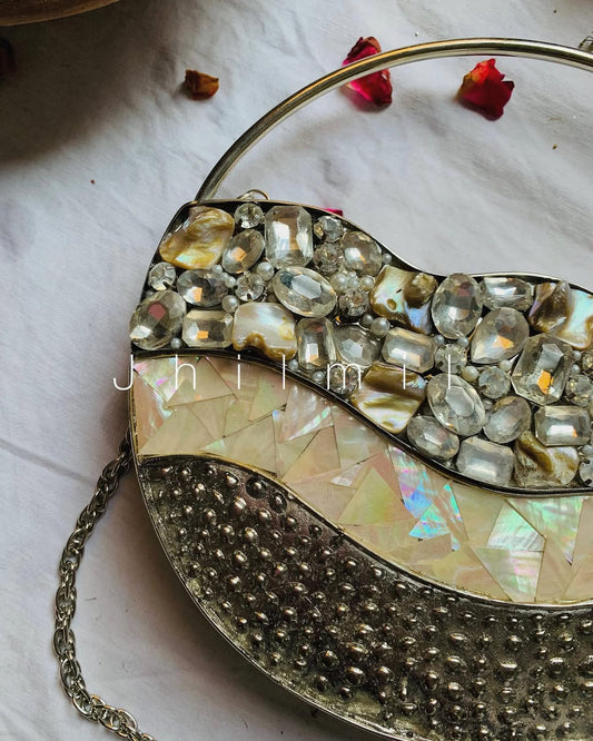 Mother pearl Handcrafted Luxury Clutch