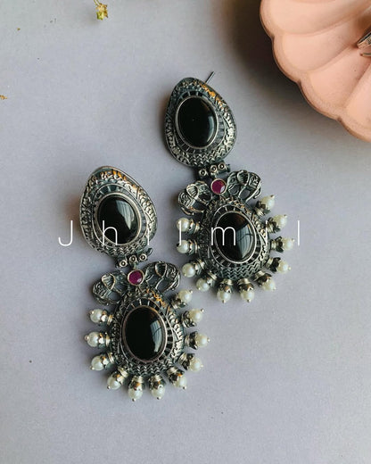 Elephant motif designer look earrings