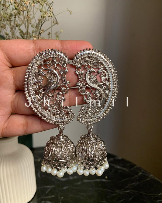 Silver Plated bird Earcuff jhumka