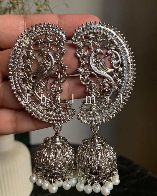 Silver Plated bird Earcuff jhumka