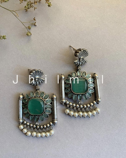 Lotus flower drop Earrings with pearls