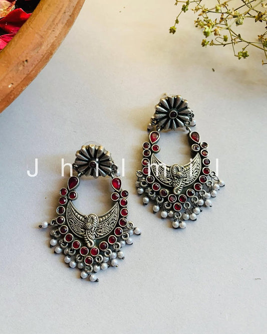 Peacock Stone studded chand baali