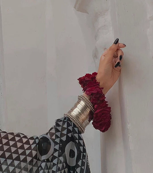 Silver Beaded Bangles set