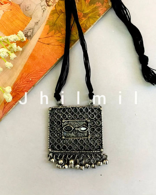 Antique ghungroo square pendant