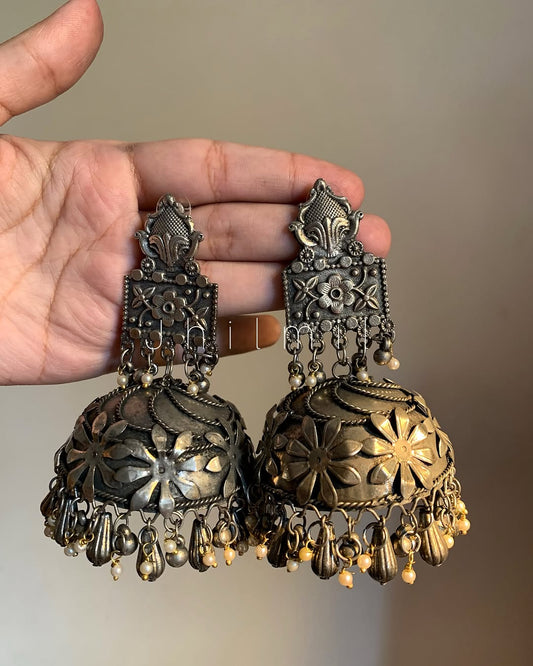 Oxidized Jhumka Design 11