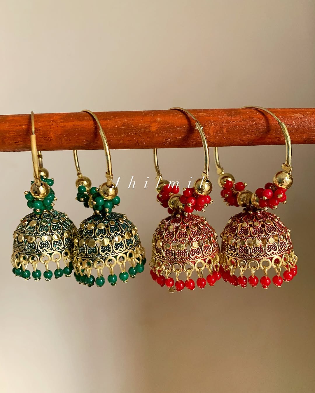 Colored Baali Jhumki Golden