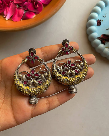 Dual Tone Warda Earrings