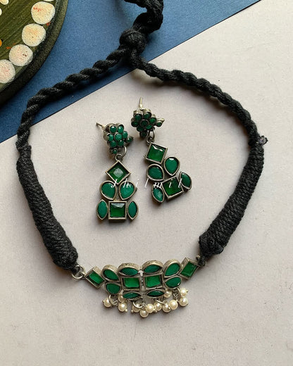 Green Studded Choker Set